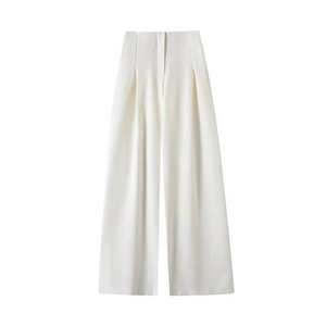 Classy <b>Womens</b> High Waist Straight <b>Trousers</b> <b>Summer</b> Fashion Breathable Eco-Friendly Loose Comfortable Pleated Casual Apparel - Product Image 3