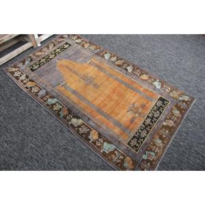 Tapis Herki vintage 3,5 x 6,1 pieds, tapis turc en laine à motifs géométriques orange - Product Image 3