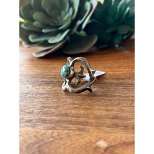 Tonya Yazzie Kingman <b>Adjustable</b> <b>Ring</b> Stainless Steel with Turquoise & Sterling Silver Bezel Setting Inlay Size 11 Gift - Product Image 3