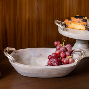 Tazón de Madera Rústico de 3 Secciones para Decoración de Hoteles y Restaurantes, Novedad de 2023, Madera de Mango Rústica Blanca para Frutas - Product Image 4