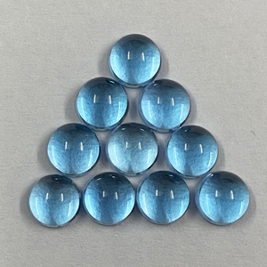 Good Quality 9mm Swiss Blue Topaz Flatback Cabochon Round <b>Shape</b> Loose Calibrated Gemstone Blue Topaz Trending Wholesale Items - Product Image 6