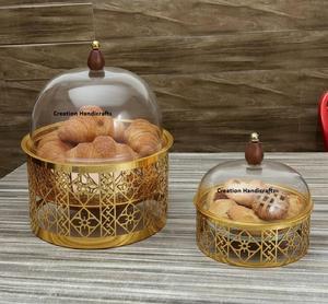 Chauffe-plats de luxe au design nouveau, découpe au laser avec couvercle en acrylique, chauffe-plats en finition dorée - Product Image 1