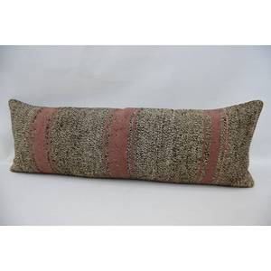 Tapis en laine Kilim beige élégant de 12x36 pouces avec motif vintage tissé pour oreiller - Product Image 4