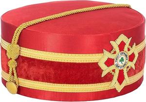 Gorra de la Corona del Rito Escocés del Caballero Comandante de la Corte de Honor - Roja con Hilos de Oro - Origen Importado - Product Image 2