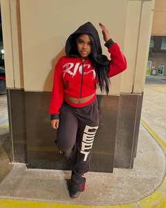 Logo personnalisé Ensemble pantalon de survêtement et sweat à capuche évasé délavés à l'acide Ensemble deux pièces de haute qualité à impression numérique Survêtement de jogging pour femmes - Product Image 5