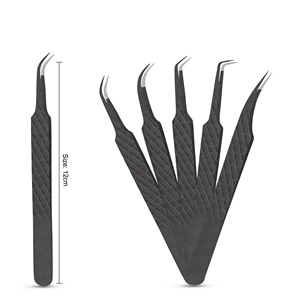 แหนบต่อขนตาไทเทเนียมสีดำสแตนเลสสตีลเครื่องมือเพื่อความงามใช้ในปริมาณงานส่วนตัวได้ง่าย - Product Image 1