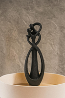 Figurine d'amoureux abstraite et géométrique sculptée à la main en bois naturel, écologique, durable, style Art déco, décoration de table pour la maison