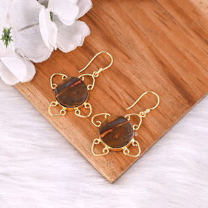 ต่างหูหินกลมทรงโบโฮมาลินกา แจสเปอร์ รุ่นใหม่มาแรง ต่างหูห้อยชุบทองเหลือง ขายดี สำหรับผู้หญิง ของขวัญ เครื่องประดับ - Product Image 3