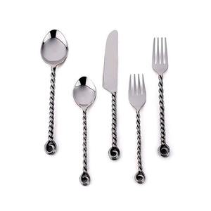 Juego de 5 cubiertos de acero inoxidable, ideal para cocina, mesa, comedor, hogar, café, cubiertos chapados en color plateado, mango de 2 colores - Product Image 3