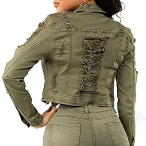 Nouveau fabricant de vêtements vestes en jean recadrées vestes 100% coton pour femmes avec tissu personnalisable - Product Image 3