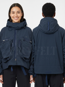 2026 New Latest Style Nylon Hooded Jacket Lightweight Zip <b>Up</b> Front with Multiple Pockets Comfortable Windproof Hoodies Jackets - Product Image 5