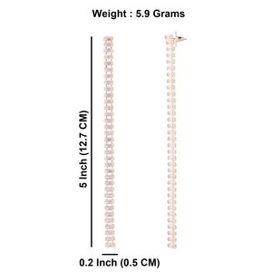 Bijoux de mariée indiens à la mode longue boucle d'oreille CZ cristal mariage indien en gros balancent fête porter ensemble de boucles d'oreilles, or rose - Product Image 4