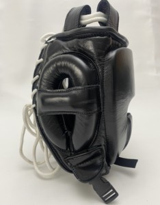 Protector de cabeza de entrenamiento de boxeo con cordones de cuero de alta calidad personalizable para artes marciales y entrenamiento físico ligero - Product Image 3