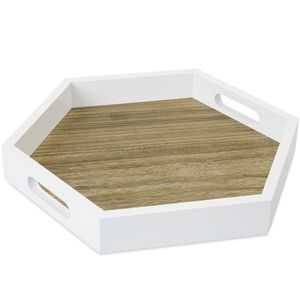 Bandeja de madera hecha a mano en color blanco elegante con diseño funcional hecho a mano para uso versátil en cualquier entorno del hogar - Product Image 2