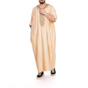 Thobe marocain de haute qualité pour hommes vêtements musulmans en gros Robe Jubba à manches longues prix d'usine - Product Image 1