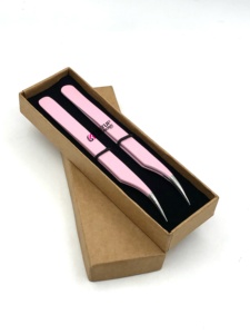 Pince à épiler professionnelle en acier inoxydable avec pointe dentelée antistatique, isolation optimale, 10 mm, revêtement poudré rose, logo personnalisé - Product Image 2