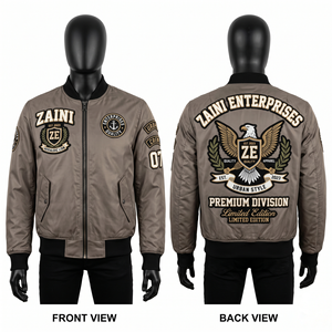 <b>Mens</b> Windproof Hooded Winter Bomber <b>Jacket</b> 240 GSM Premium Polyester Twill <b>White</b> Embroidered Chenille Patch Custom Logo Varsity - Product Image 6