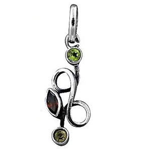 Pendentif en argent 925 fait main pour femmes, avec péridot, grenat, or rose, diamant taille émeraude, style religieux, pendentif de charme - Product Image 3