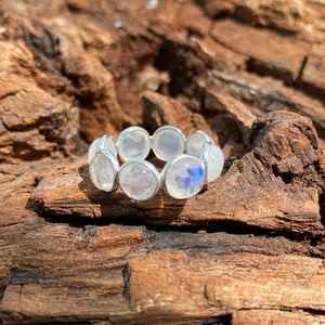 แหวนมูนสโตนทรงรีทำมือ เงินแท้ 925 รับรองโดย IGI เครื่องประดับวินเทจ ของขวัญสุดหรูสำหรับผู้หญิง - Product Image 1