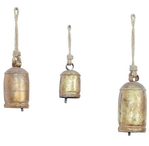 Unique Style Metal Cow Bells Antique Gold Finished Rustic <b>Theme</b> Jute Rope Hanging Bells <b>Christmas</b> Decor Handicrafts - Product Image 4