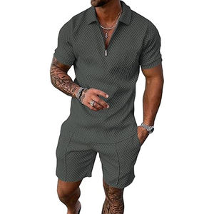 Conjunto corto con capucha y pantalones de chándal para hombre con logotipo personalizado, traje de chándal de punto de algodón con estampado térmico, cremallera completa de verano e invierno - Product Image 2