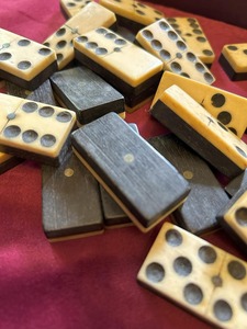 Antique 19th Century <b>Domino</b> Set, Bone & Ebonised Wood Complete Set by crescent crafts - Product Image 3
