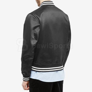 Chaqueta de béisbol con logotipo impreso personalizado Diseño de satén brillante para invierno Chaqueta de satén clásica - Product Image 3