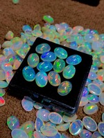 Opale blanche éthiopienne de qualité AA supérieure, naturelle, taille brillant, cabochon, authentique, en vrac, 5x7mm, 0,20-1 carat, avec jeu de couleurs/effet de feu, troisième niveau