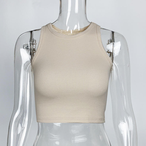 Women Knitted 100% Cotton Solid Color Halter Neck <b>Crop</b> Tank <b>Top</b> Casual Style Green Ribbons - Product Image 1