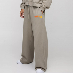 Pantalons de survêtement pour hommes en coton 100% lavé, surdimensionnés, amples, à jambes larges, empilés, avec logo personnalisé en gros - Product Image 1