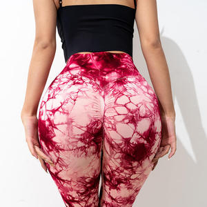 Leggings sans couture taille haute pour femmes, tissu tricoté respirant, impression tie-dye pour le yoga, la course à pied, les sports décontractés - Product Image 2