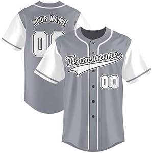 Nueva camiseta de béisbol Unisex, camisa gris con botones y nombre personalizado y número, uniforme deportivo de softbol, impresión por sublimación - Product Image 1