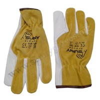 Gants de sécurité Sunny pour hommes, blancs, résistants à l'abrasion, antidérapants, non doublés, en cuir de chèvre, pour la conduite