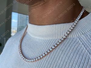 Collar de tenis de diamante CVD de 40 quilates para hombre, oro blanco con cadena de eslabones de lujo, collar de oro sólido de moda - Product Image 6