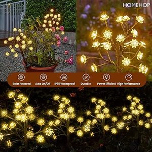 HOMEHOP – lampes solaires LED en forme de fleur, imperméables, décoratives, avec 20 LED, pour jardin, terrasse, balcon et décoration de la maison - Product Image 2