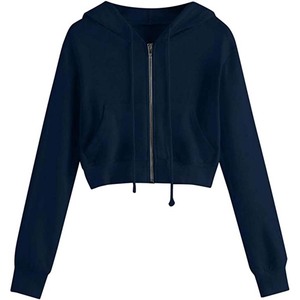 Fashion <b>Cropped</b> Hoodie for Women Zip-Up Hooded Sweatshirt Modern Casual Streetwear <b>Top</b> - Product Image 1