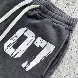 Pantalon de survêtement personnalisé en molleton lourd 100% coton Patchwork Joggers cordon Baggy bouffée impression pantalon évasé coupe ample - Product Image 4