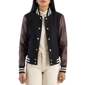 Chaqueta Universitaria Personalizada para Mujer, Estilo Urbano, Chaqueta Universitaria de Alta Calidad con Mangas de Cuero para Invierno - Product Image 5