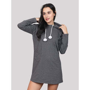 Sweat-shirt d'hiver Evolve pour femme, respirant, en molleton de coton et soie, col rond, à capuche, manches longues, coupe oversize (gris anthracite mélangé) - Product Image 1