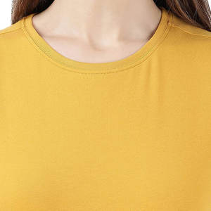 T-shirts à manches courtes en coton biologique pour femmes logo personnalisé vierge d'été uni coupe ample col rond - Product Image 6