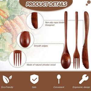 2025, superventas, cubiertos de madera, precio de fábrica, juego de cubiertos para restaurante, cucharas, tenedor, cuchillo, cuchara de madera, juego de cubiertos, juego de cubiertos - Product Image 4