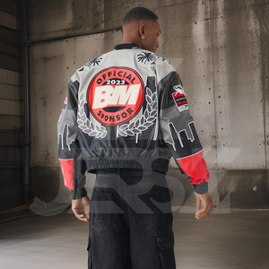 Blouson aviateur universitaire en laine de style sportif classique pour hommes veste d'hiver haute et légère en nylon matelassé avec fermeture à glissière et ourlet côtelé - Product Image 3