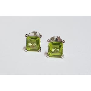 Geometric <b>Emerald</b> Cut <b>Stud</b> Ear Ring 6mm Square Diamond Shape - Product Image 1