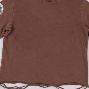 Custom Logo Heavyweight Washed Hoodie New Arrival Bottom Vintage <b>Raw</b> <b>Hem</b> Cropped Hoodies for Men - Product Image 5