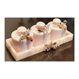 Pots de fruits secs en marbre fabriqués à la main avec plateau coffret cadeau unique pour Diwali et mariage pots de noix en marbre et conteneur Style américain - Product Image 6