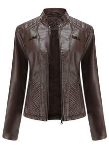 Veste en cuir unisexe avec fausse fourrure, coupe-vent d'hiver, respirante, à capuche, doublée de coton, décontractée - Product Image 3