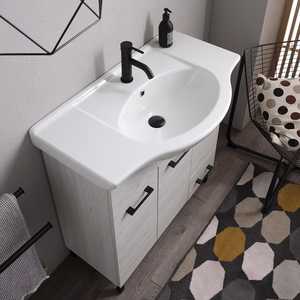 Ravenna 105cm Modern White Oak <b>Floor</b>-Standing <b>Bathroom</b> <b>Cabinet</b> Includes Doors and Drawer - Product Image 3