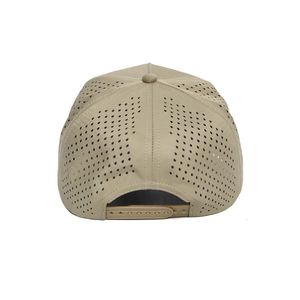 Casquette de golf OEM à séchage rapide 5 panneaux avec logo personnalisé, visière incurvée, respirante, trous découpés au laser pour sports de plein air, voyages et excursions - Product Image 4