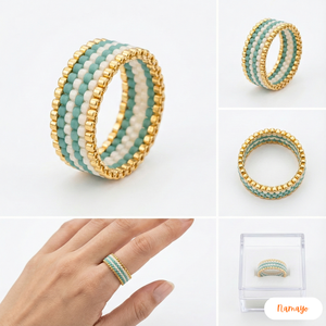 Anillo Geométrico de Moda Boho con Cuentas Miyuki Chapadas en Oro de 18K, Modelo Serenity de la Línea Shoreline de Namayo para Mujer - Product Image 2