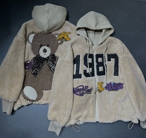 Chaqueta con Capucha Tejida Estampada para Mujer, Transpirable, Estilo Urbano, Elegante, para Otoño, con Acabado de Alta Calidad - Product Image 3